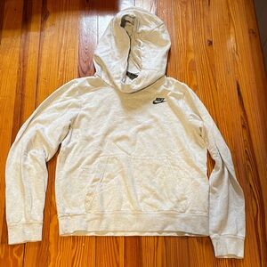 Nike womens Light Gray Pullover cowl neck Hoodie Sweatshirt